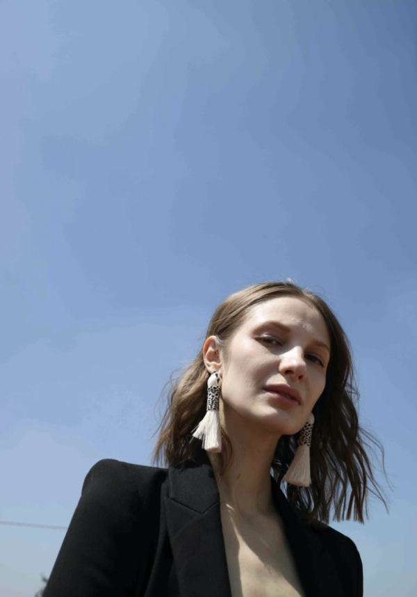 Two Toned Natural/Black Nimbus Earrings